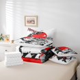 thumbnail image 5 of YST Mount Fuji Bed in a Bag King Size Japanese Style Koi Fish Duvet Insert Ukiyo-E Theme 7 Piece Comforter Set Mountain Cherry Blossom Red Sun Ink Painting Flat Fitted Sheet,Black White, 5 of 5