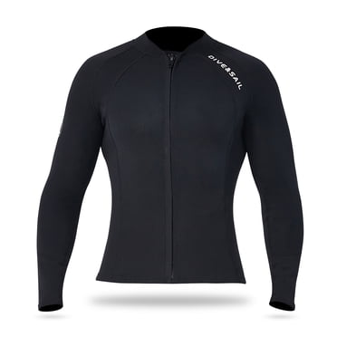 Amdohai Combinaison de Plongée en Néoprène 2 mm pour Hommes et Femmes avec Fermeture Éclair avant, Veste de Combinaison à Manches Longues pour Plongée en Apnée, Plongée, Surf, Sports Nautiques, Natation