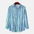 thumbnail image 2 of Chemise à Manches Longues pour Homme Mode Homme Automne Hiver Poche Latérale Simple Col Montant Chemise à Manches Longues Rayée Haut, 2 of 9