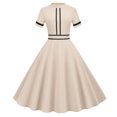 thumbnail image 1 of Fshaion Robe d'Été pour Femmes 2024 Grande Taille Vente Chaude Modèle Explosion Couleur Vintage Manches Courtes Col Montant Ourlet de Fête Robes Liquidation Moins de 10!, 1 of 6