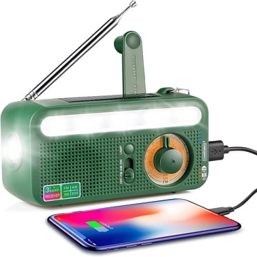 LSLJS Radio Météo, Radio à Manivelle d'Urgence avec Chargeur Solaire, Radio AM FM Portable à Piles à Ondes Courtes avec Lampe de Poche LED, Chargeur USB, Alerte, Radio à Manivelle