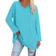 thumbnail image 1 of Breezora Tunique à Col Rond Oversize pour Femmes, Manches Longues, Chemise Rayée, Blouse Douce à Coupe Ample, Tenue Décontractée Décontractée, Confort Quotidien 2026, Taille g, Bleu, 1 of 5