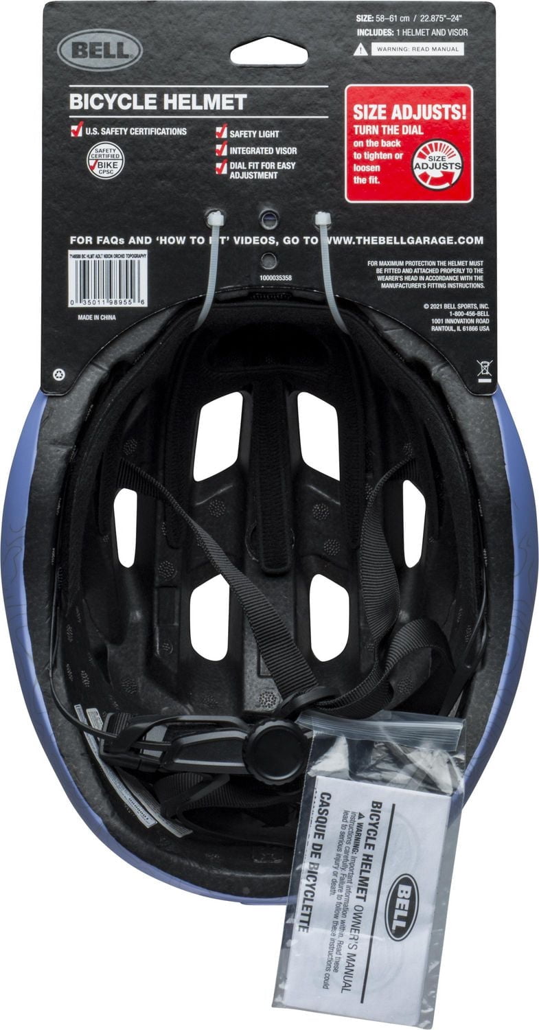 Bell Sports Nixon Adult Lighted Bike Helmet Orchid Topography