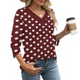 thumbnail image 4 of Fewfanhot Hauts pour Femmes à Manches 3/4, Mode d'Automne, Tunique à Col en V, Tenue de Bureau Décontractée, Chandail à Enfiler, 4 of 9