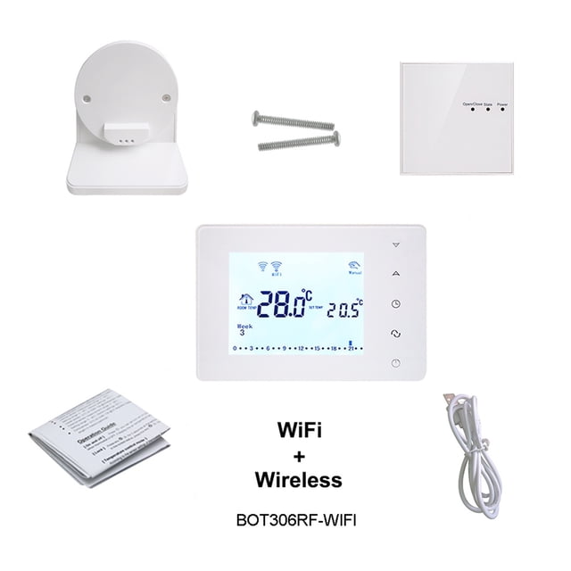 306RF Wireless Thermostat Wifi Smart Temperature Controller Room Thermostato For Gas Boiler Works With Alexa Google Home ,Easy to Install