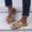 Yellow, variant on Skechers Sandals for Women Memory Foam Women Sandals Summer Fashion Leopard Beach Shoes Flat Heel Butterfly Sandals Strappy Sandal on Clearance