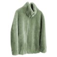 thumbnail image 4 of LUXUR Ladies Full Zip Sherpa Jackets Drawstring Holiday Overcoats Green XL, 4 of 4