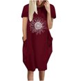 thumbnail image 2 of Robe d'Été pour Femmes 2024 Mode Grande Taille Robe Décontractée Ample à Imprimé Tournesol Robe à Manches Courtes à Col en V Rabais de 50 % Liquidation!, 2 of 5