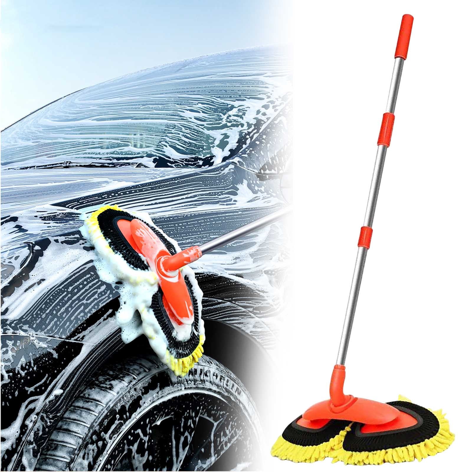 Suncoda Mop, Car Wash Mop Rotates and Retracts Without Damaging The Car. Soft Bristle Brush with Long Handle Retracts for Car Brushes and Cleaning Tools