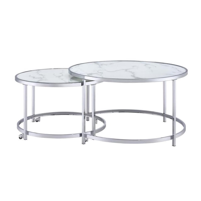 Steve Silver Rayne Tables de Cocktail Gigognes en Faux Marbre