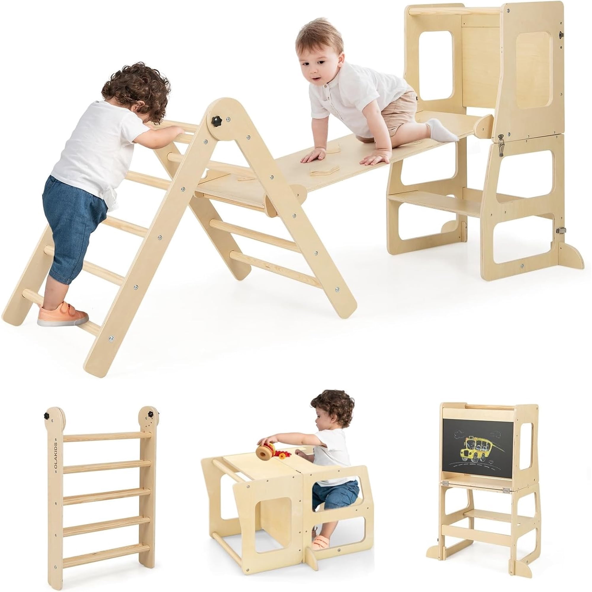 LEADZM 7 en 1 Ensemble d'escalade Pliable avec Balançoire Réglable et