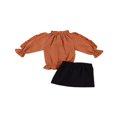 thumbnail image 2 of Toddler Girls Casual Outfits Ruffle Tops Short Denim Skirts, 2 of 6