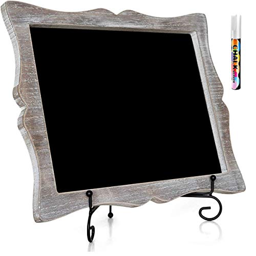 11"x13" Chalkboard Sign with Easel (Rustic Brown) + White Liquid Chalk Marker | Hanging or Freestanding Framed Chalkboard with Hand Crafted Sweetheart Frame - Multipurpose Small Chalkboard Sign