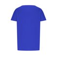 thumbnail image 4 of AherBiu Women's Tunics Short Sleeve Dressy Casual Round Neck Loose Ruched Solid Color Basic Comfy Shirts Tops, 4 of 7