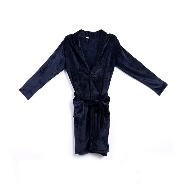 Faithtur Men Shawl Bathrobe Robe Coat Long Gown Padded Plus Velvet Nightwear
