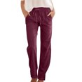 thumbnail image 1 of VEKDONE Womens Linen Long Pants Wine L, 1 of 4