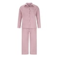 thumbnail image 5 of VEKDONE Summer Cotton Linen Sets 2 Piece Long Sleeve Button Lapel Shirts with Wide Leg Pants Solid Color Loose Fit Blouse Match Drawstring Palazzo Pants Suits, 5 of 5