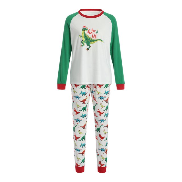 Honganda Christmas Family Pajamas Set, Dinosaur Print Tops+Trousers/Romper