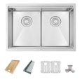 thumbnail image 2 of Azuni Undermount 28" Stainless Steel Double Bowl Workstation Kitchen Sink with 6 accs C228L, 2 of 11