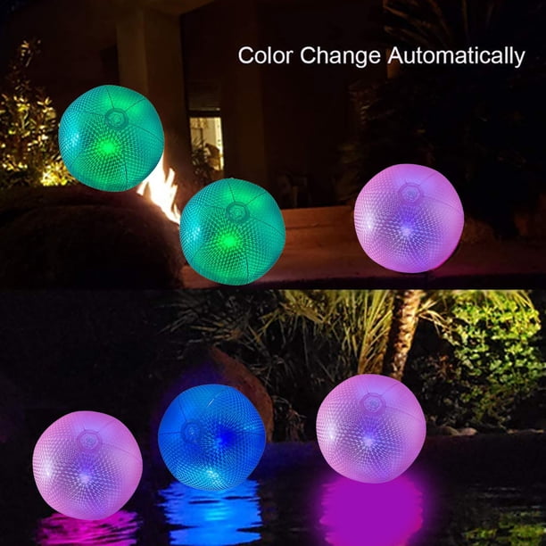 Icnice Lot de 2 ballons de plage à LED phosphorescents pour piscine, 40,6 cm, lumière flottante avec télécommande, 16 couleurs, 4 modes, jeu de plage, jeu de piscine, jouet de kickball pour
