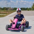 thumbnail image 3 of VOLTZ TOYS 24V Electric Drift Go Kart for Kids, Outdoor Racer Ride On Car with Dual Motors, Safety Belt, 8 MPH Max Speed, Pink, 3 of 7