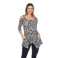 thumbnail image 1 of White Mark Women's Leopard 3/4 Sleeve Cold Shoulder Tunic Top, 1 of 5