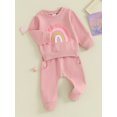 thumbnail image 3 of Faithtur 2PCS Baby Girls Fall Outfits Long Sleeve Rainbow Print Sweatshirt + Pants Set Toddler Clothes, 3 of 9