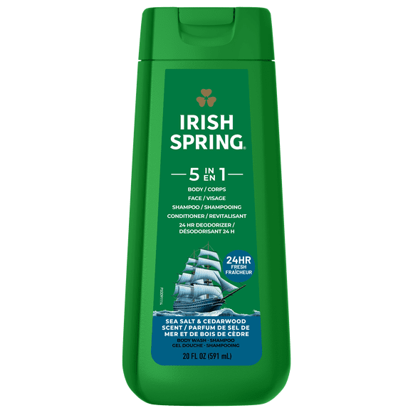 Irish Spring 5 in 1 Moisturizing Body Wash, Sea Salt & Cedarwood Scent, 591 ml