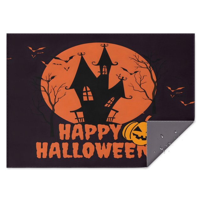 Happy Halloween Tablecloth Waterproof Spillproof Tablecolths Table Covers Pumpkin Skull Bat Spider Rectangle Table Cover for Halloween Background Indoor and Outdoor Birthday