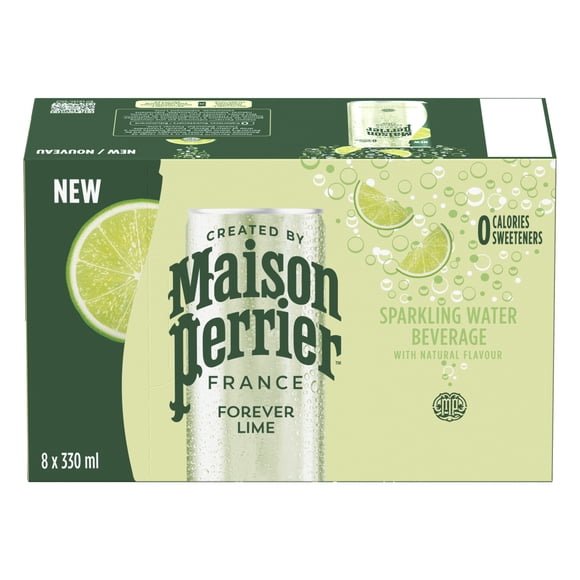 Maison Perrier Forever Lime, Sparkling Water Beverage, No Calories, No Sweeteners, No Sodium, Sourced & Bottled in France 8x330ml