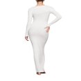 thumbnail image 3 of Robe Longue Moulante pour Femmes, Couleur Unie, Encolure Carrée, Longue Robe Taille Haute, Élégante, Soirée, Fête, Formelle, Ajustée, 3 of 5