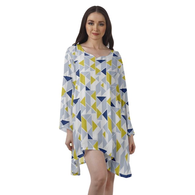 Moomaya Tuniques à Manches Longues pour Femmes Robes Imprimées à Manches Longues Filles