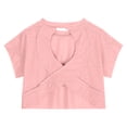 thumbnail image 4 of Plebaso Girls Workout Tops Long/Short Sleeve Open Back Shirts Kids Athletic Running Cropped Tees Tops, 4 of 6