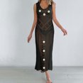 thumbnail image 2 of Besolor Robe Maxi Crochet Sans Manches pour Femmes, Robe Longue en Tricot à Fleurs Ajourée, Maillot de Bain de Plage, 2 of 4