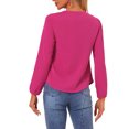 thumbnail image 3 of INSPIRE CHIC Women's Ruffle Neck Long Sleeve Blouse Shirts L Hot Pink-Solid, 3 of 6