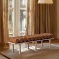 thumbnail image 2 of Meridian Furniture Landon Cognac Vegan Leather Bench, 2 of 17
