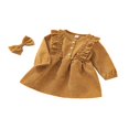 thumbnail image 3 of MesaSe Robe en Velours Côtelé à Volants Manches Longues Bandeau Robes Enfants Rouge Vin 6-12 Mois, 3 of 9