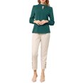 thumbnail image 2 of INSPIRE CHIC Women's Stand Collar Pleated Button Keyhole Button Blouse, 2 of 6