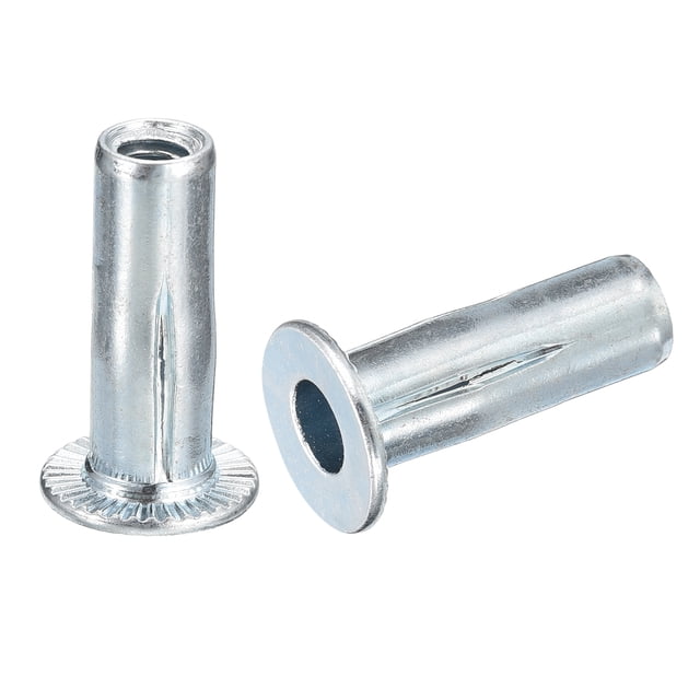 Unique Bargains 1/4-20 Multi Grip Écrous de Rivet, 25pcs Plat Tête Fileté Insert Écrou en Acier au Carbone Plus Écrous