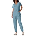 thumbnail image 3 of Sentmoon Lounge Set Women's Tank Tops and Dress Pants Oversized Short Sleeve V Neck Stretchy Spring Outfits for Women 2025 Relaxed Solid Color Button up Summer Shirts for Office Wear, 3 of 7