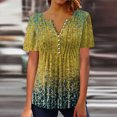 thumbnail image 2 of Pompotops Femmes Mode Décontractée Imprimé Col Rond Ample Manches Courtes T-shirt Haut Blouse Chandail Liquidation, 2 of 5