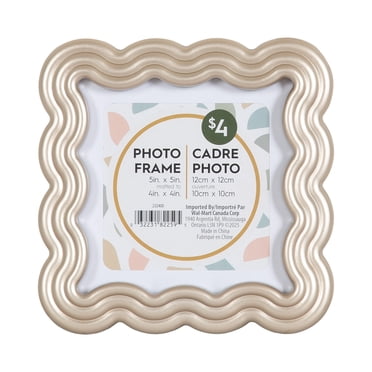 DesignOvation Wiggle 5" x 5" matted to 4x4 Square Silver Tabletop Picture Frame
