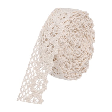Unique Bargains Lace Trim Ribbon 10 Yards 1 Inch Cotton Elastic Trim for Craft,Gift Wrappers,Headbands,Beige Style 11