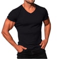 thumbnail image 2 of Haut Décontracté pour Homme à Manches Courtes, Mode, Couleur Unie, Ajusté, Col en V, Manches Courtes, 2 of 6