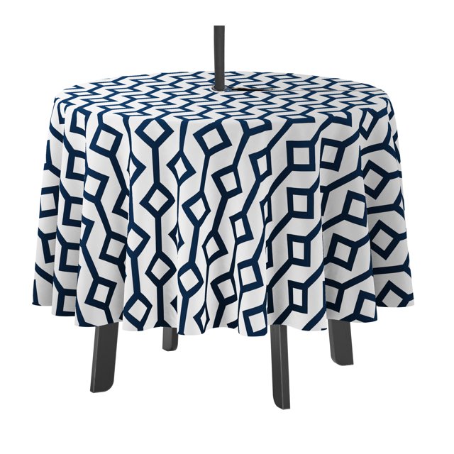 Vargottam Indoor/OutdoorRoundTablecloth 58 pouces avec trou de parapluie & Zip, imperméable à l'eau TableCloth, TableCovers pour Backyard Table -Navy Blue