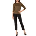 thumbnail image 2 of INSPIRE CHIC Women's Work 3/4 Sleeve Boat Neck Houndstooth Blouse Tops, 2 of 6