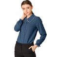 thumbnail image 1 of INSPIRE CHIC Women's Sweet Ruffle Peter Pan Collar Button Up Work Shirts, 1 of 6