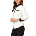 thumbnail image 4 of INSPIRE CHIC Women's Color Block Button Down Long Sleeve Work Shirt M White, 4 of 8