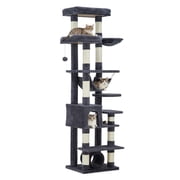 Yiwa 74" Heavy Duty Cat Tree Tower for Large Cats, Features 6 Sisal Scratching Posts, Spacious Top Perch, Toys, and a Cat House for Big Adult Indoor Cats