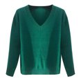 thumbnail image 4 of Mode Femmes Couleur Unie Pullove à Manches Longues Chandail à Col en V Pull Tops, 4 of 4